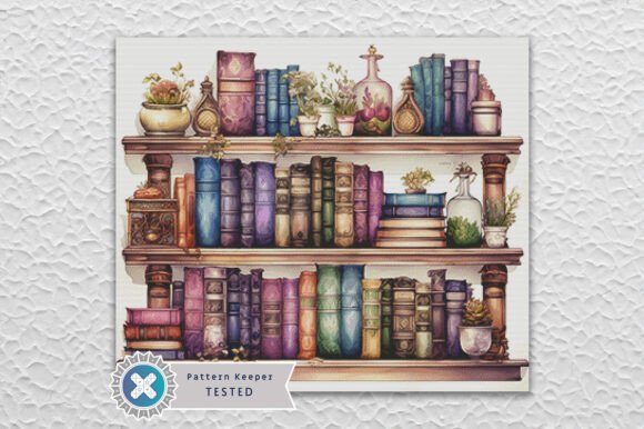 Bookshelf Plants Cross Stitch Pattern