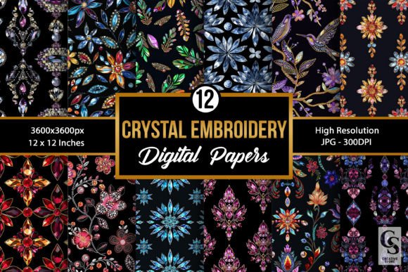 Crystal Embroidery Seamless Patterns