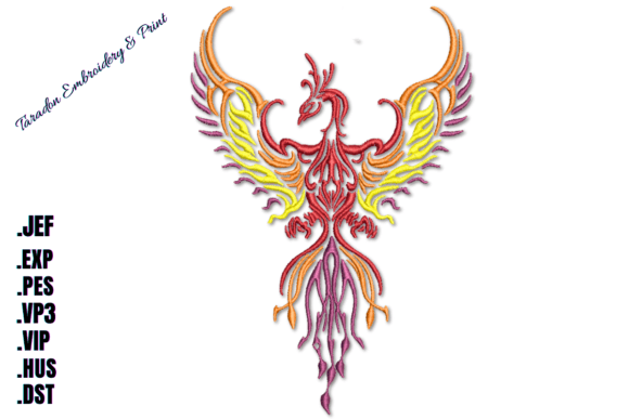 Phoenix Rising Embroidery Design